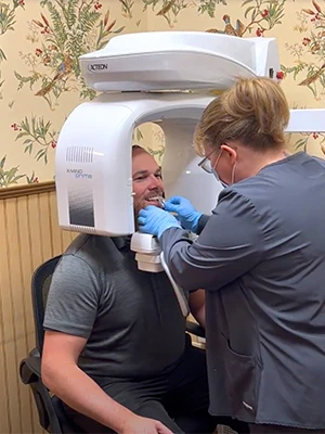 patient receiving a dental x-ray at Georgia Dental Studio